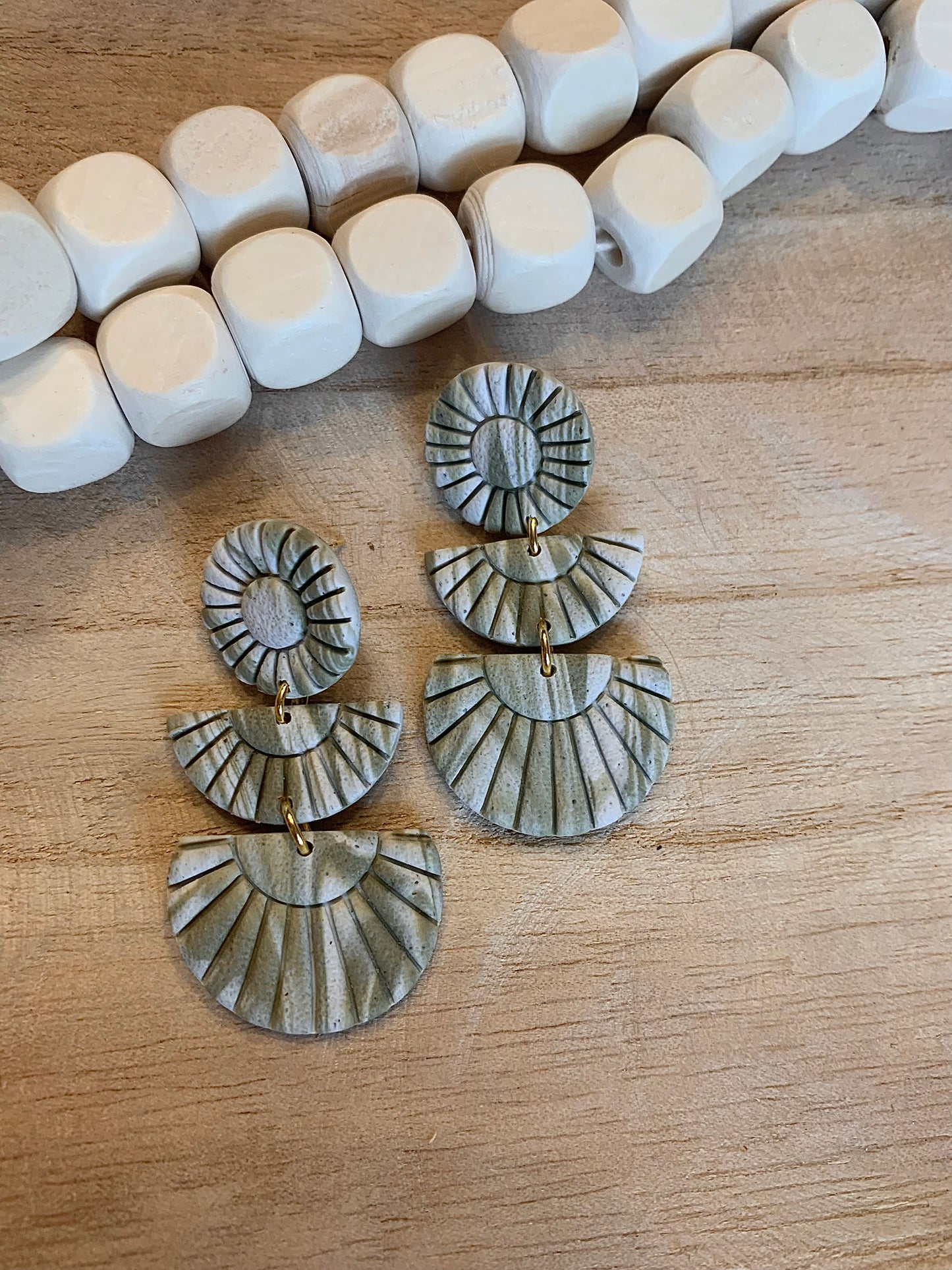 Green Tie-Dye Trio Dangle