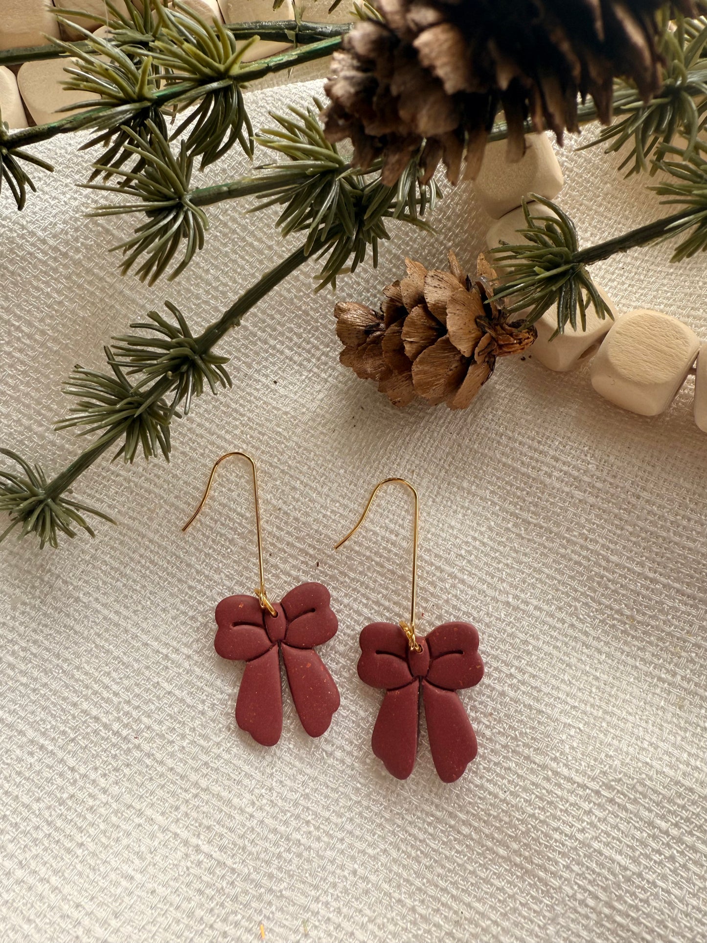 Burgundy Bows with Long Dangle