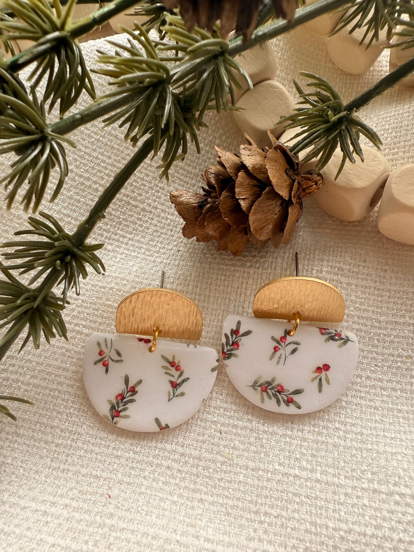 Holly Berry Dangles with Gold