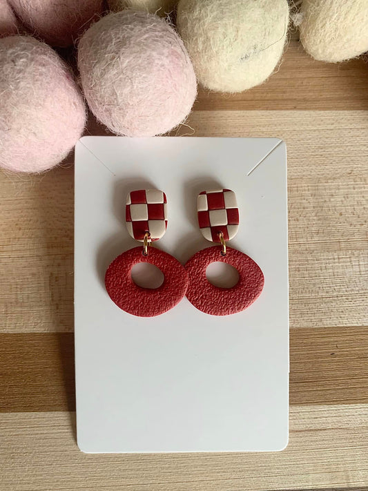 Red and Pink Checkered Dangle