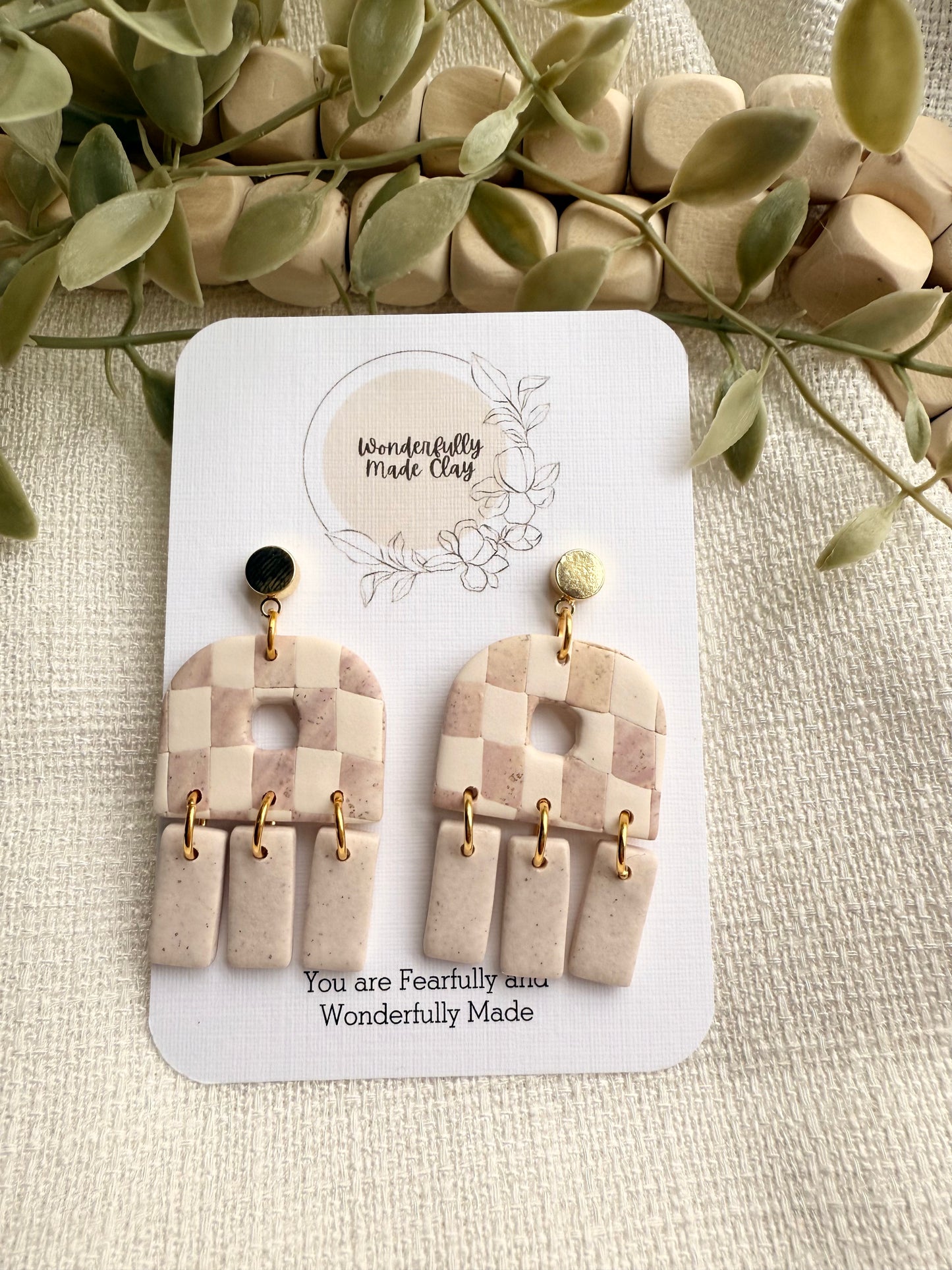 Pink Checkered Dangle