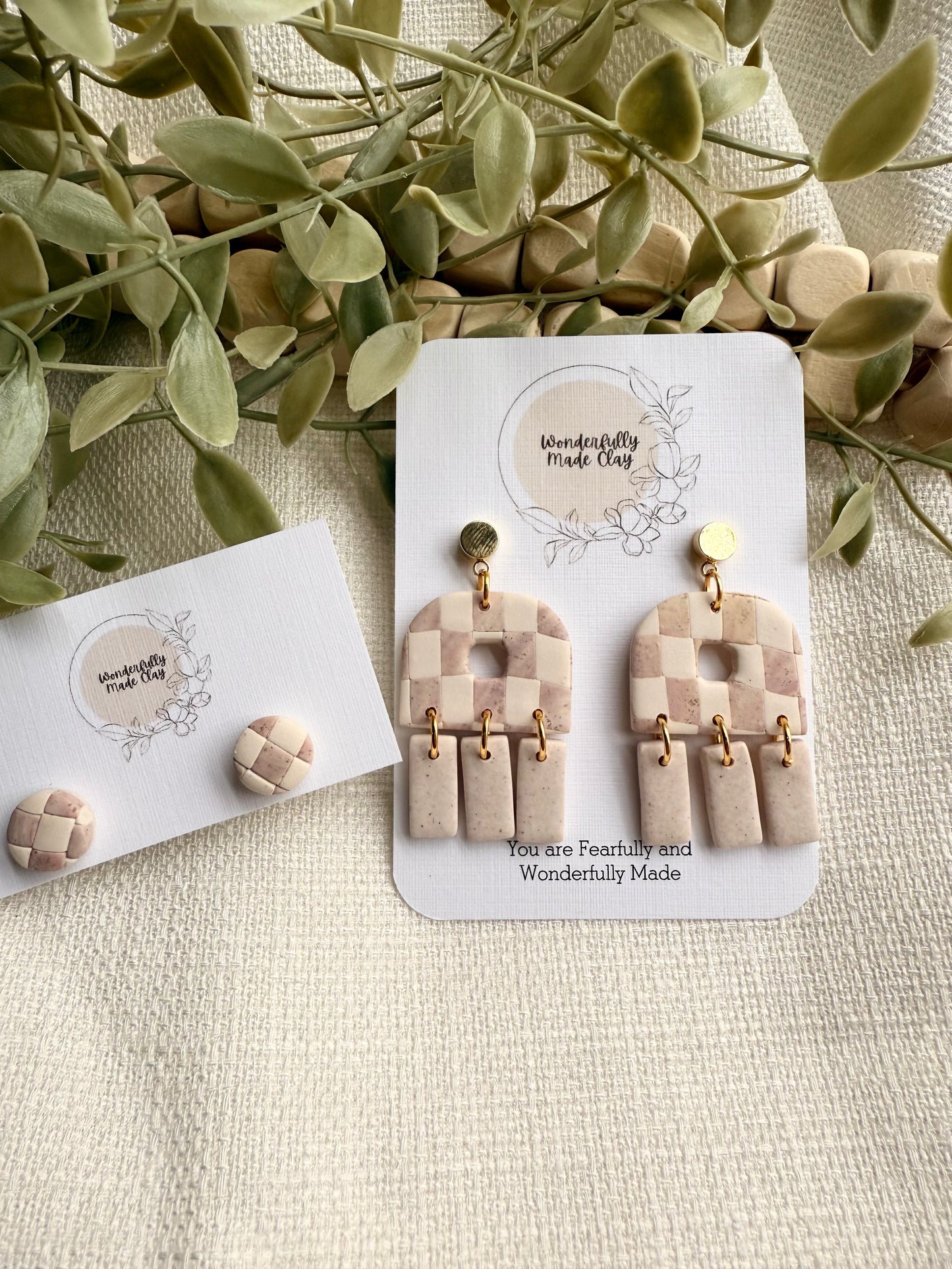 Pink Checkered Dangle