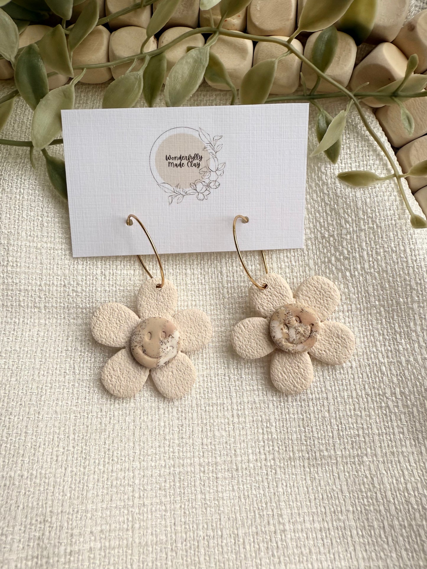 Smiley Boho Flower Hoops