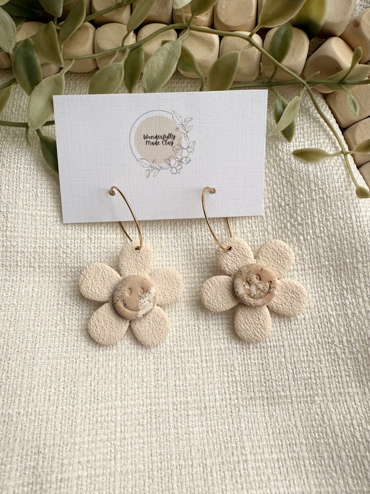 Smiley Boho Flower Hoops