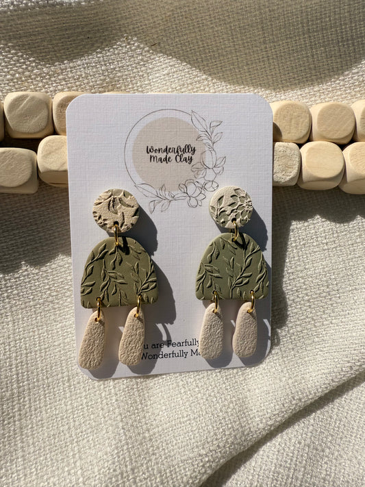 Green Statement Dangles with Lacy Studs