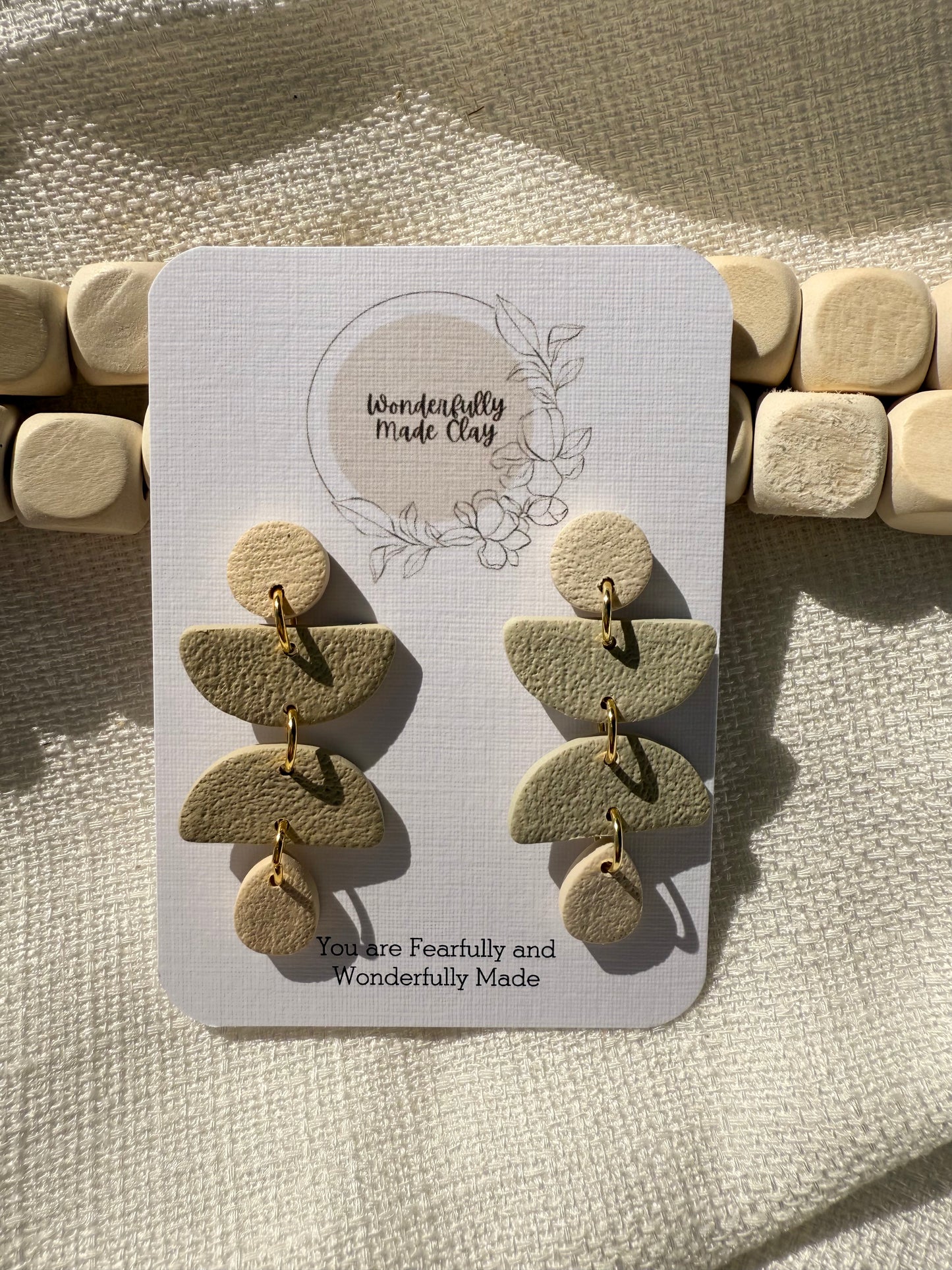 Neutral Green and Cream Dangle