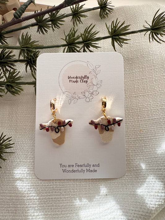 Christmas Cows with Huggie Hoops